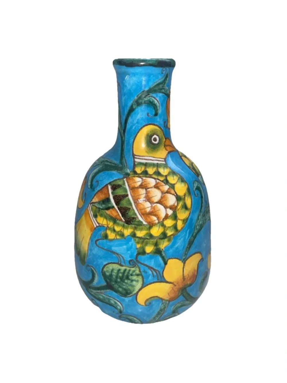 Baudinelli Italy‎ Art Vase Bird Floral Vintage Signed
